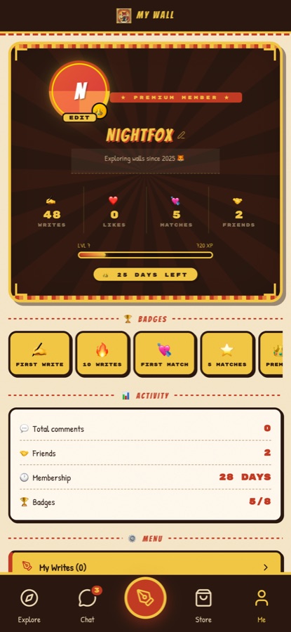 Profile card with badges