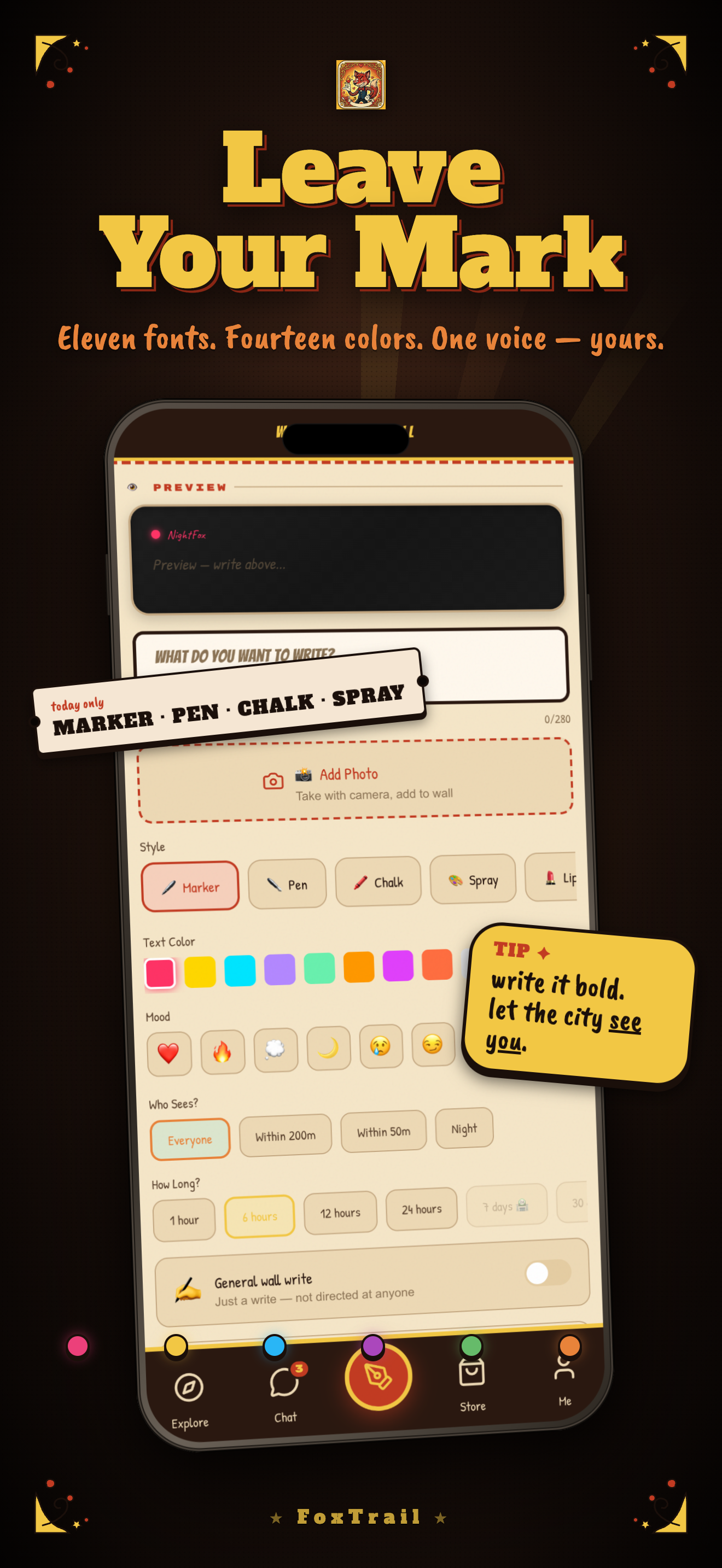 FoxTrail post composer screen